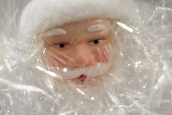 Abstrait Flou Gros Plan Père Noël Sur Fond Blanc Brillant — Photo
