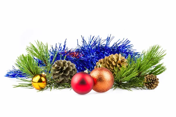 크리스마스 전나무 전나무 배경에 크리스마스 디자인 빛나는 — 스톡 사진