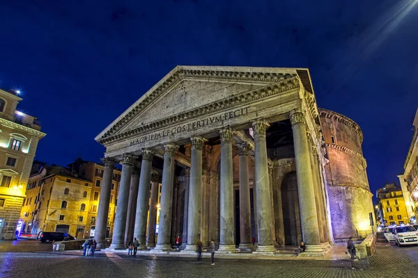 Roma Itália Novembro 2016 Panteão Romano Antigo Noite Vista Frontal — Fotografia de Stock