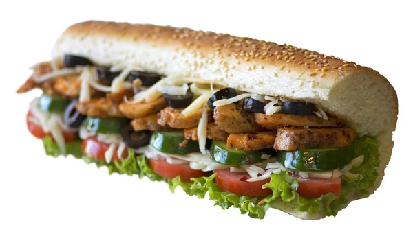 Massale Diner Sandwich Geïsoleerd Een Witte Achtergrond — Stockfoto