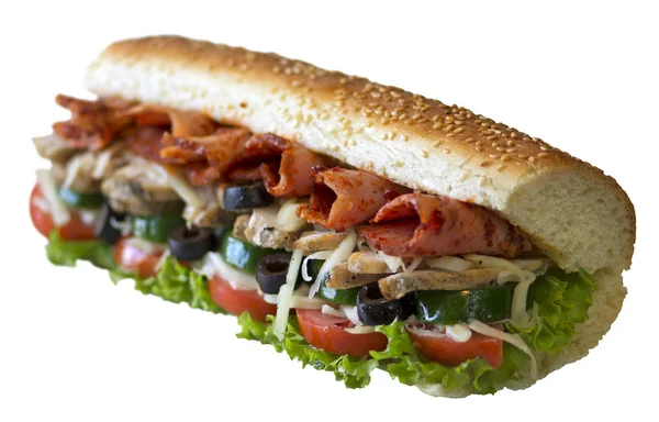 Massale Diner Sandwich Geïsoleerd Een Witte Achtergrond — Stockfoto