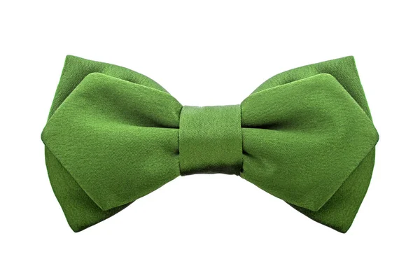 Corbata Lazo Verde Dos Capas Moda Aislada Sobre Fondo Blanco —  Fotos de Stock