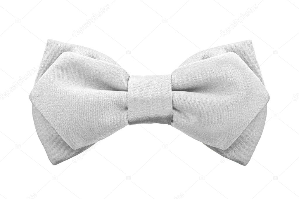 fashionable white two-ply bow tie isolated on white background