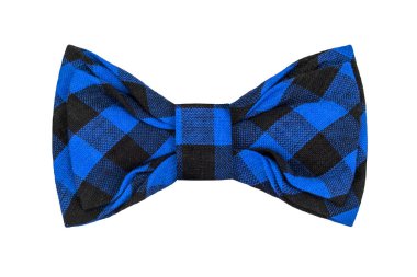 şık siyah lacivert ekose beyaz arka plan üzerinde izole papyon ile