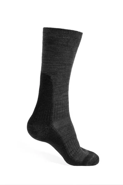 白い背景に分離された灰色の単一綿靴下黒 — ストック写真