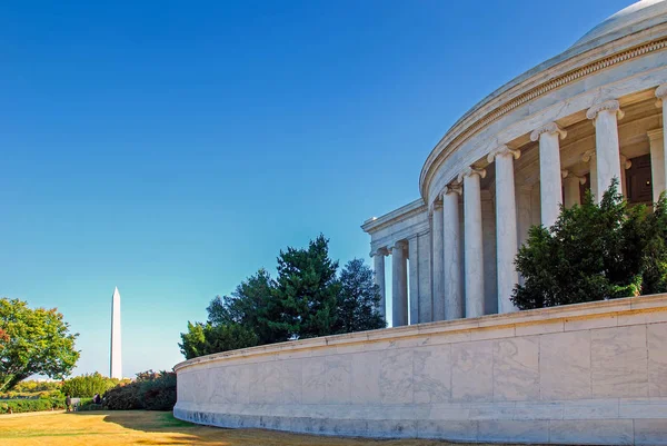 Monumento Jefferson Con Washington Monumento Fondo Washington — Foto de Stock