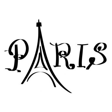 Paris güzel simge buradan çizilmiş Simgesel Yapı şehir adı yazı illüstrasyon çizdi. Tour Eiffel
