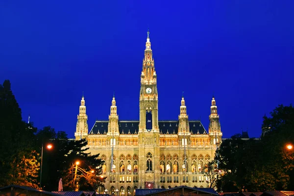 Stadshuset Wien Kallas Även Rathaus Nattetid Wien Österrike — Stockfoto