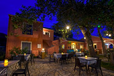 Erikousa Island, Yunanistan - 02 Eylül 2017: rahat aperatif bar 