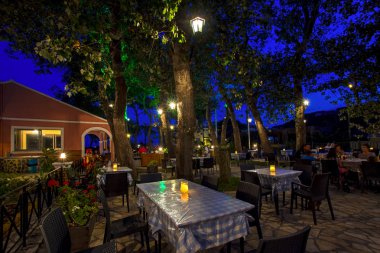Erikousa Island, Yunanistan - 02 Eylül 2017: rahat aperatif bar 