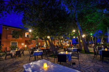 Erikousa Island, Yunanistan - 02 Eylül 2017: rahat aperatif bar 
