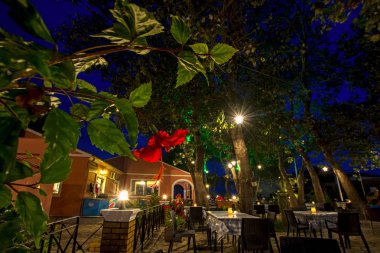 Erikousa Island, Yunanistan - 02 Eylül 2017: rahat aperatif bar 