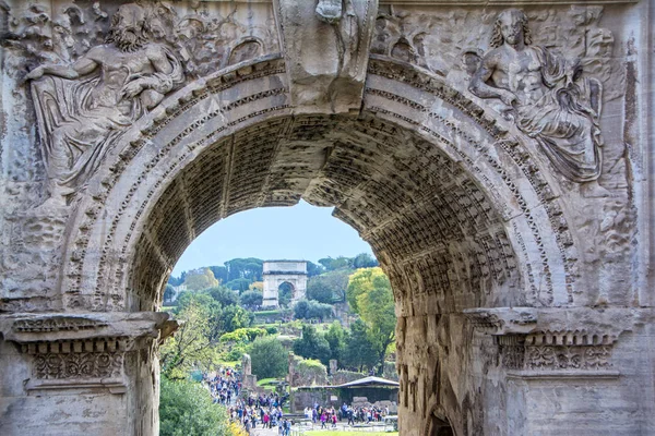 Bekijken Boog Van Septimius Severus Boog Van Titus Roman Forum — Stockfoto