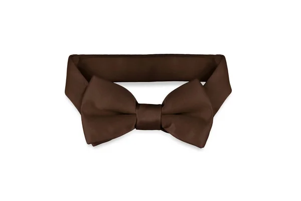 白色背景的时尚棕色弓领带隔离 — 图库照片