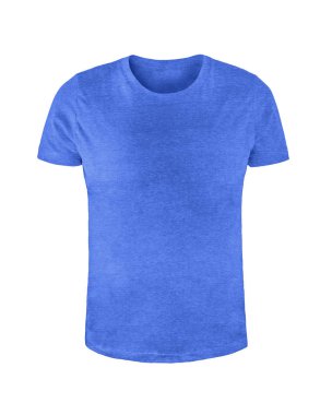 Düz shortsleeve Pamuk T-Shirt beyaz bir arka plan üzerinde izole mavi. Şık yuvarlak yakalı gömlek