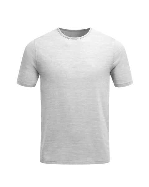 White plain shortsleeve cotton T-Shirt isolated on a white background. Stylish round collar shirt