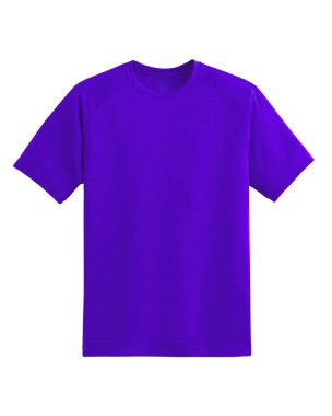 Düz shortsleeve Pamuk T-Shirt beyaz bir arka plan üzerinde izole mor. Şık yuvarlak yakalı gömlek