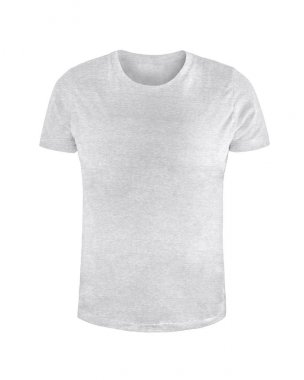 Beyaz düz shortsleeve Pamuk T-Shirt beyaz bir arka plan üzerinde izole. Şık yuvarlak yakalı gömlek