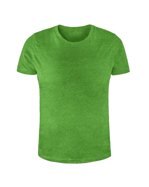 Gröna Slätten Kortärmade Bomull Shirt Isolerad Vit Bakgrund Snygg Rund — Stockfoto