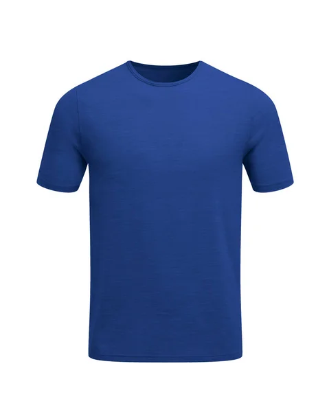Marinblå Vanligt Kortärmade Bomull Shirt Isolerad Vit Bakgrund Snygg Rund — Stockfoto