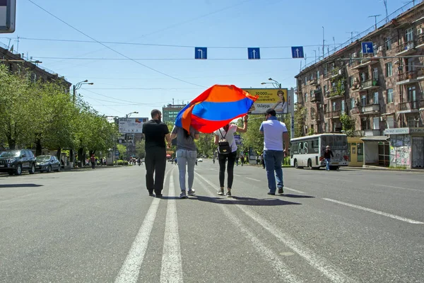 Yerevan Armenia May 2018 Peaceful Antigovernment Protests Ruling Republican Party — Stock Photo, Image