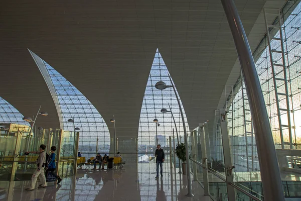 Hong Kong China Fevereiro 2014 Interior Moderno Futurista Aeroporto Internacional — Fotografia de Stock