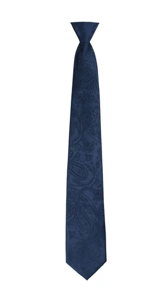 Patrón Paisley Elegante Corbata Angosta Atada Azul Marino Aislado Sobre —  Fotos de Stock
