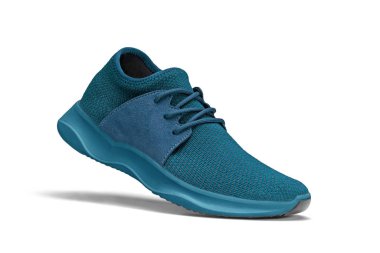 Spor ayakkabıları beyaz arka planda izole edilmiş. Turkuaz koşu ayakkabıları. Sıradan ayakkabılar. Gençlik tarzı. Spor ayakkabıları, koşu, yoga.