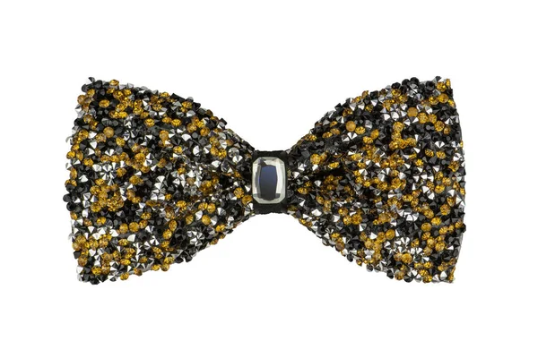 Glamour Golden Con Papillon Scintillante Nero Decorato Con Gioiello Centro — Foto Stock