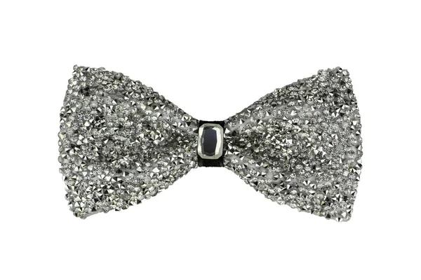 Glamour Silver Scintillante Glitter Decorato Papillon Con Gioiello Centro Accessorio — Foto Stock