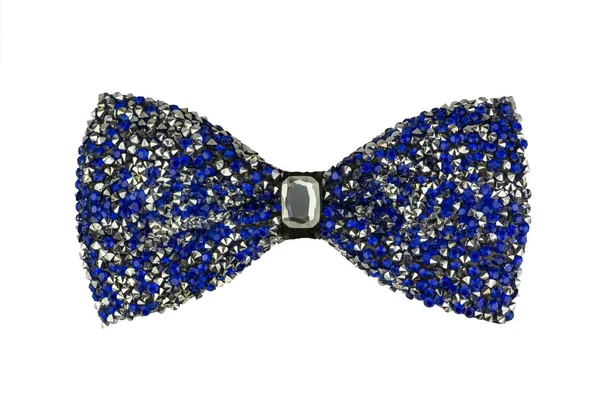 Glamorous Blue Silver Sparkling Glitter Decorated Bow Tie Jewel Centre — 图库照片