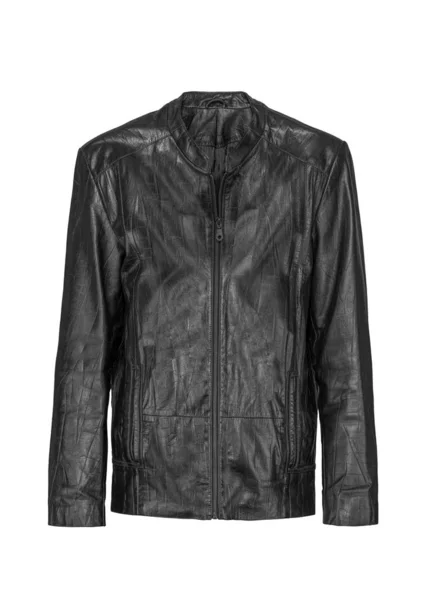 Mens Stylish Black Leather Jacket Isolated White Background Ghost Mannequin — 스톡 사진