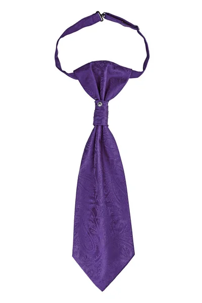 佩斯利图案时尚的宽领带紫色领带与钻石隔离在白色背景 — 图库照片