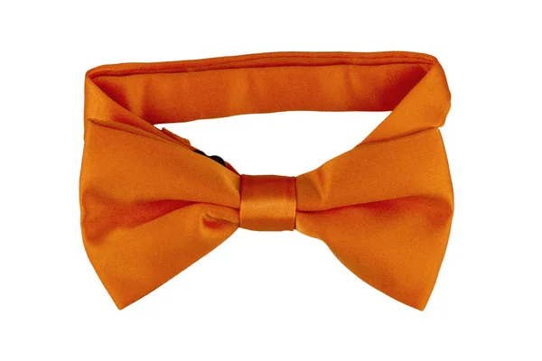 Gravata Arco Laranja Elegante Isolado Fundo Branco — Fotografia de Stock