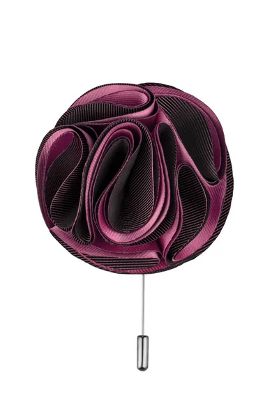 Rosa Con Risvolto Nero Tessuto Forma Fiore Rosa Con Perno — Foto Stock