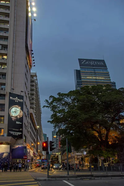 Hong Kong China Februari 2014 Levendige Wegen Met Wolkenkrabbers Het — Stockfoto