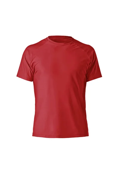 Röd Slätt Shortsleeve Bomull Shirt Isolerad Vit Bakgrund Snygg Rund — Stockfoto