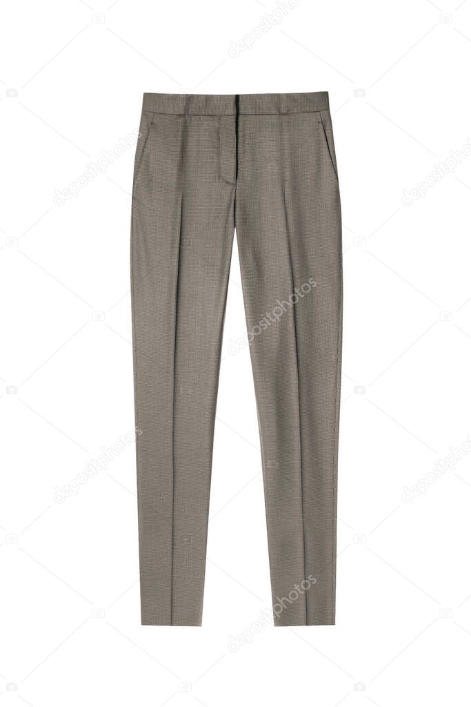 Beige formal mens' trousers isolated on white background