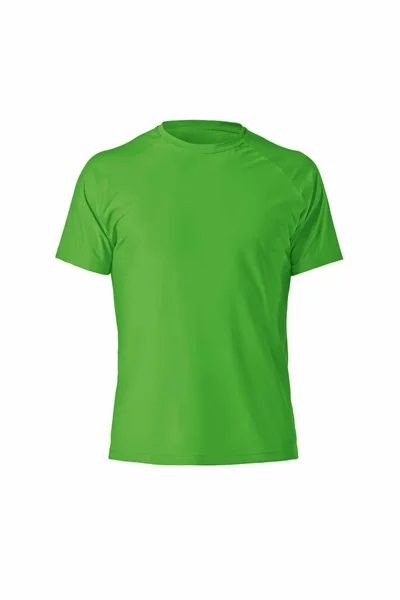 Grön Slätt Shortsleeve Bomull Shirt Isolerad Vit Bakgrund Snygg Rund — Stockfoto