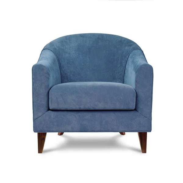 Fauteuil Style Art Déco Classique Velours Bleu Avec Pieds Bois — Photo