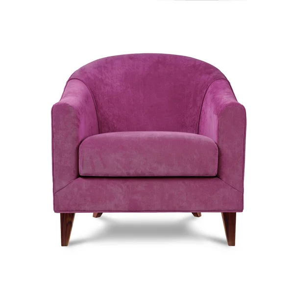 Classic Armchair Art Deco Style Pink Velvet Wooden Legs Isolated — Stock Photo, Image