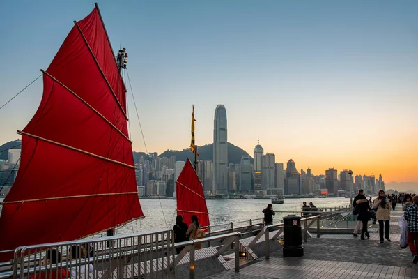 Hong Kong China February 2014 Red Sail Aqua Luna Victoria — Stock Photo, Image