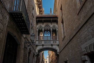 Barri Gotic Quarter, Barselona, İspanya. Eski kasabadaki 