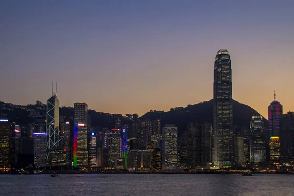 Hong Kong China Febrero 2014 Paisaje Urbano Horizonte Victoria Harbour — Foto de Stock