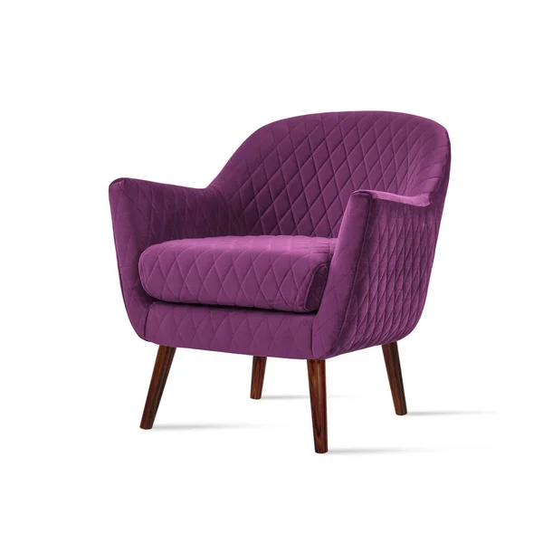 Klassieke Fauteuil Art Deco Stijl Roze Fluweel Met Houten Poten — Stockfoto