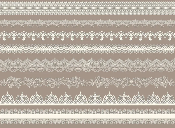 Beautiful lace ribbons set — Stock Vector