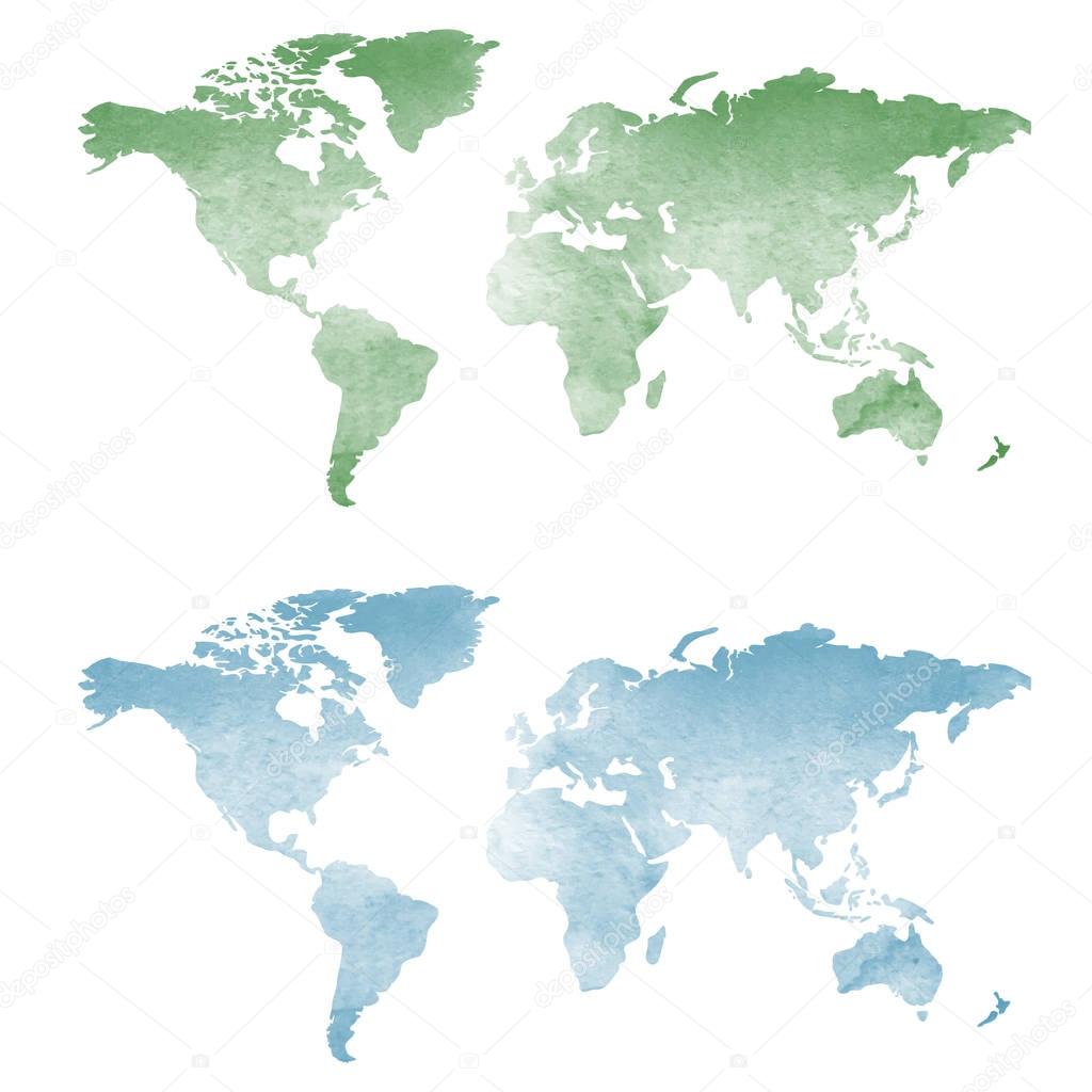 World map in watercolor texture