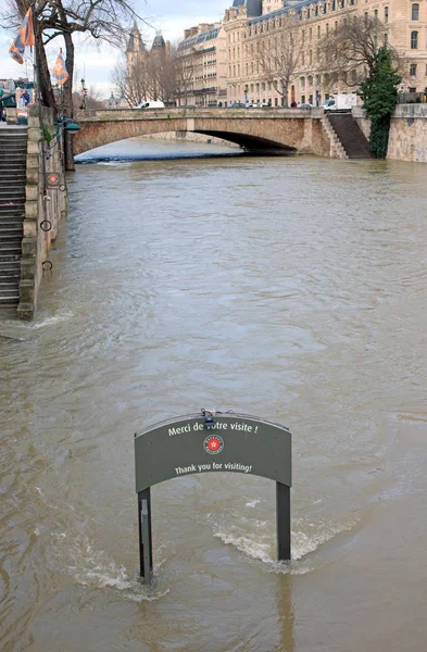 Floods Paris Poster Merci Votre Visite Thank You Your Coming — Stock Photo, Image