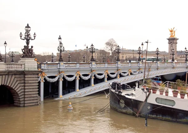 塞纳河的洪水 巴黎冬天 2018 — 图库照片