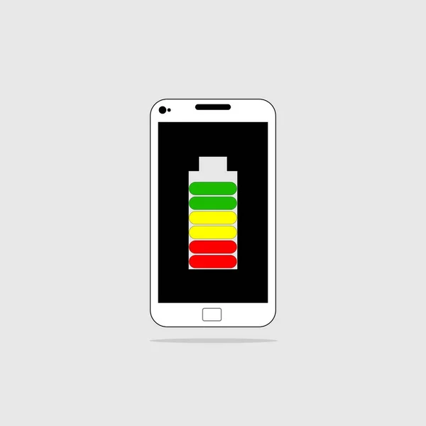 Inteligentny telefon komórkowy z ikony naładowanej baterii. — Wektor stockowy